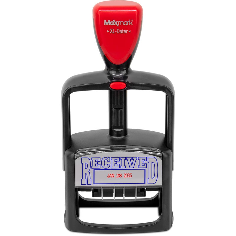 Rubber Stamp Creation MaxMark Heavy Duty Style 5 Date Stamp with Entered self Inking Stamp - Red Ink - Image 2